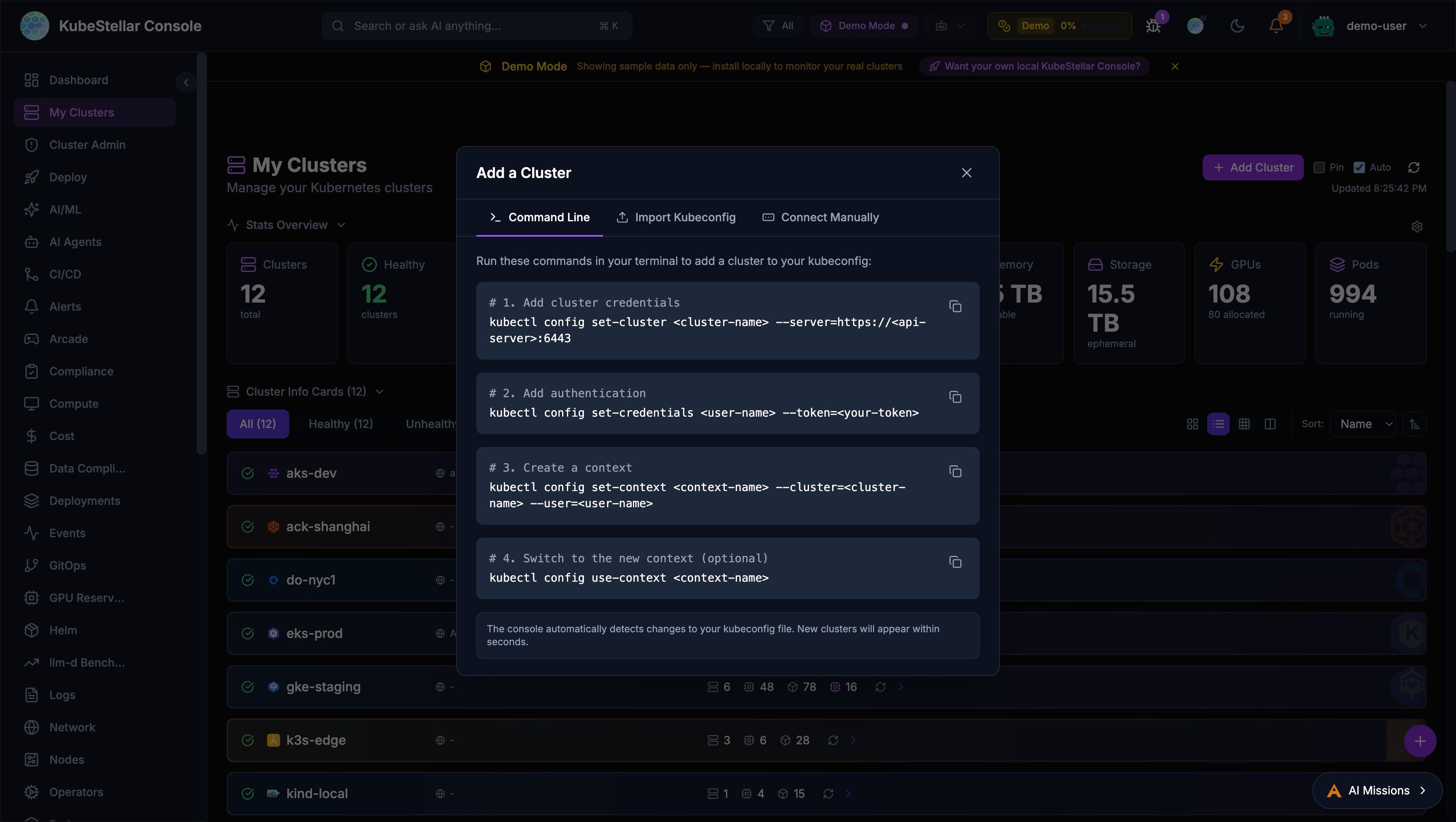 Add Cluster - Command Line